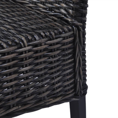 Swen Studio -  Dining Chairs 6 pcs Black Kubu Rattan and Mango Wood